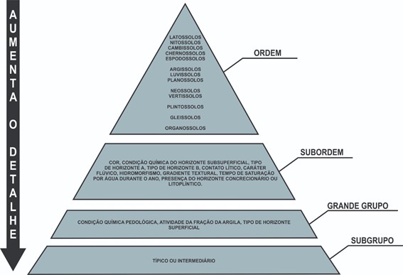 Hierarquia da classificação de solos do Brasil (SiBCS, 2018).